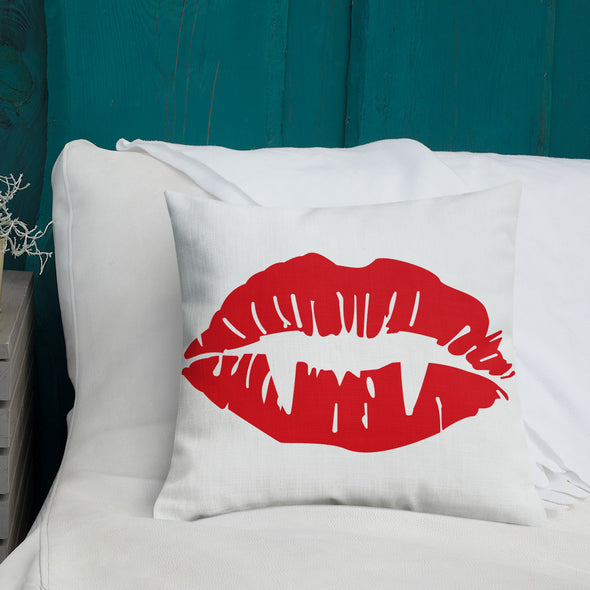 Vampire Lips Throw Pillow (white)