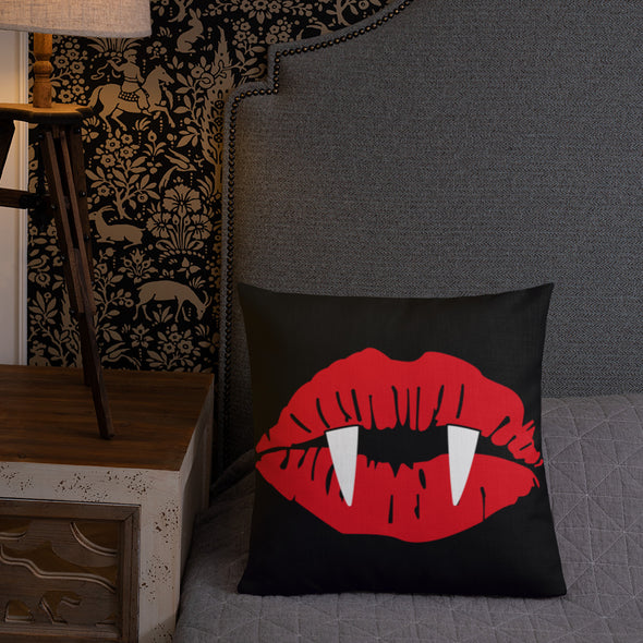 Vampire Lips Throw Pillow (black)