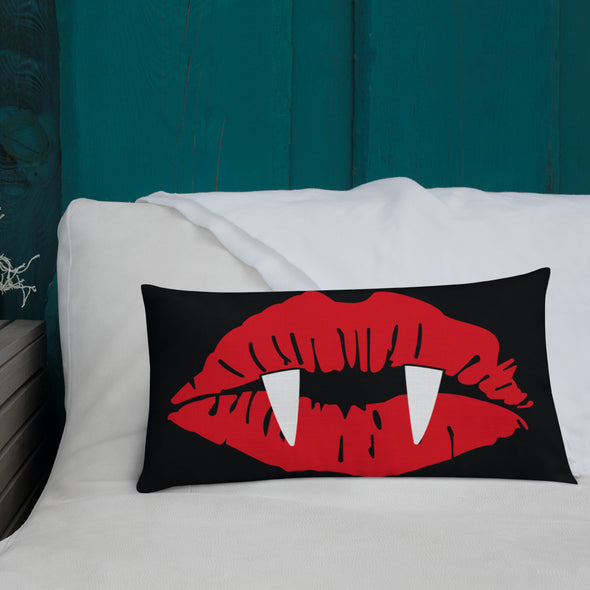 Vampire Lips Throw Pillow (black)