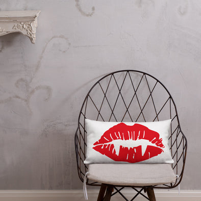 Vampire Lips Throw Pillow (white)