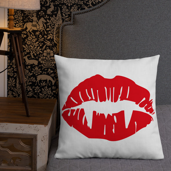 Vampire Lips Throw Pillow (white)