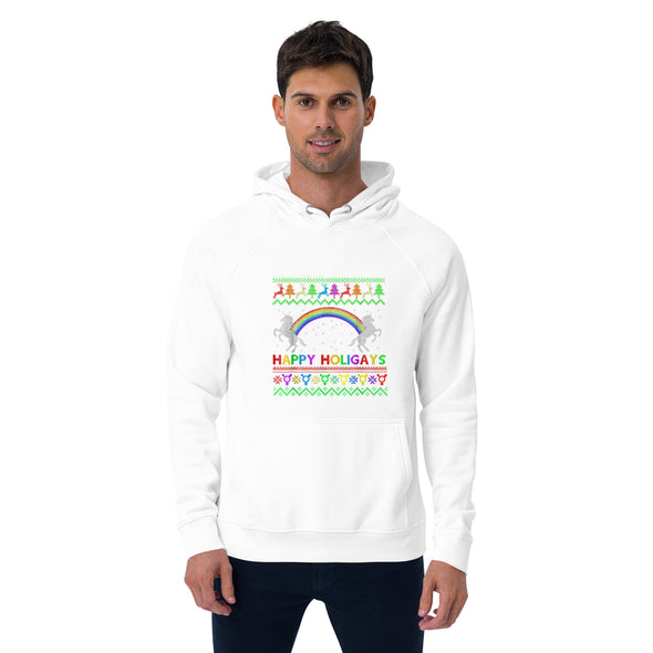 Happy Holigays Unisex eco raglan hoodie