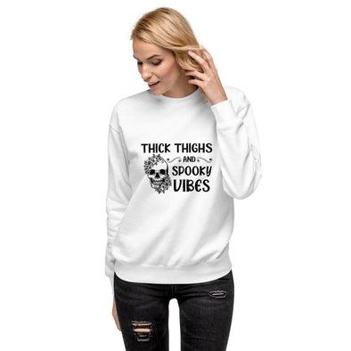 Thick Thighs Spooky Vibes Unisex Fleece Pullover